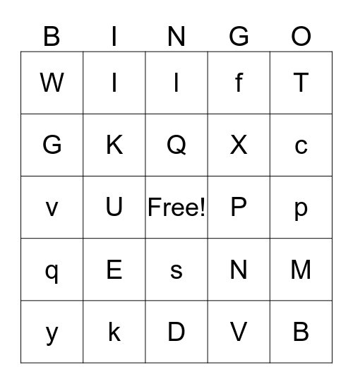 Alphabet Bingo Card