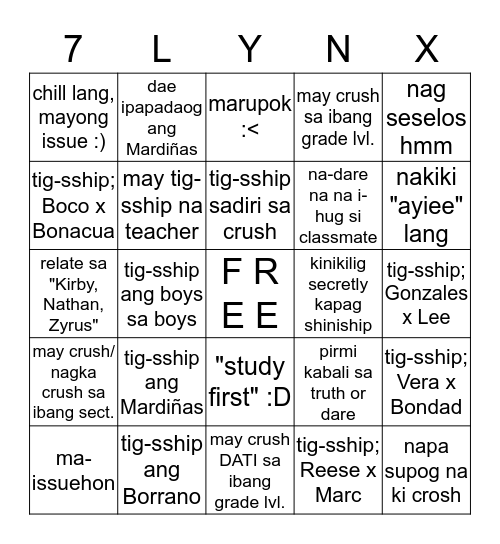 B I N G O ((kaniguan ver.)) Bingo Card