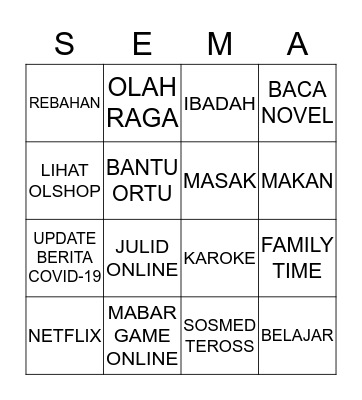 SEMA FKUY BINGO GAMES Bingo Card