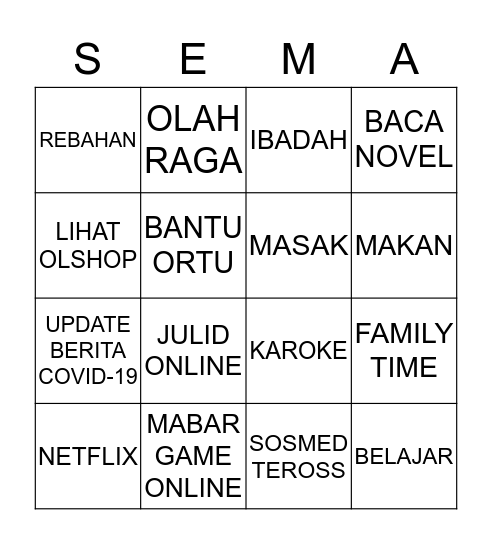 SEMA FKUY BINGO GAMES Bingo Card