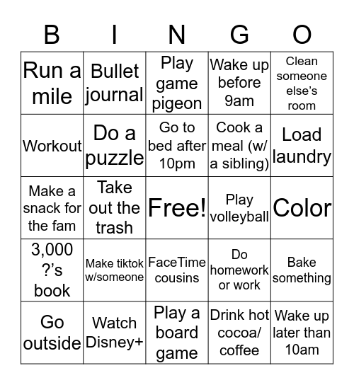 Coronacation Bingo Card