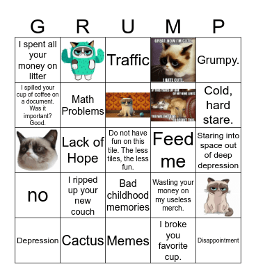 Grumpy Cat Bingo Card