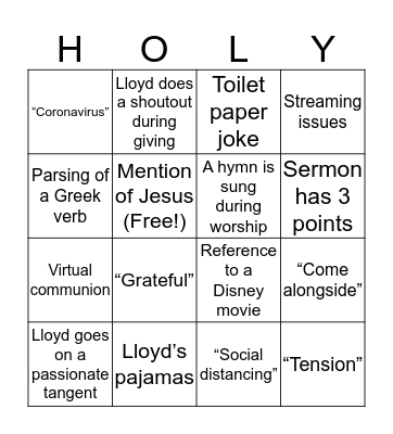 Virtual Fellowship Bingo!! Bingo Card