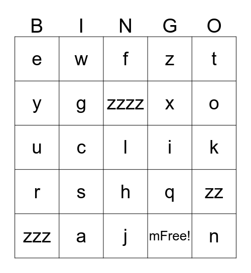 Test Card Bingo Card