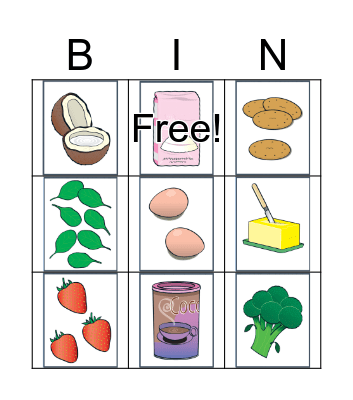 Food Bingo Card