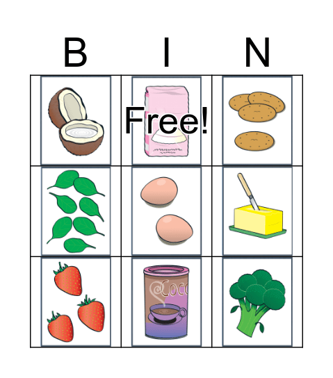 Food Bingo Card