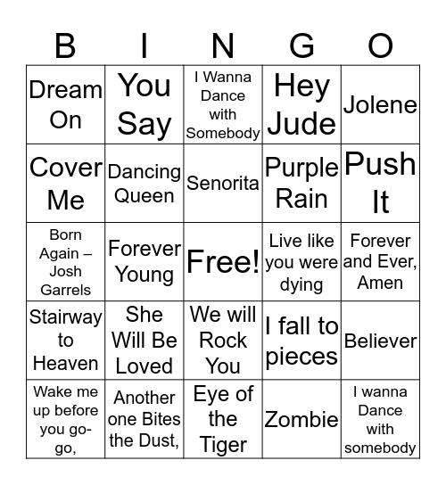 Music Bingo Card