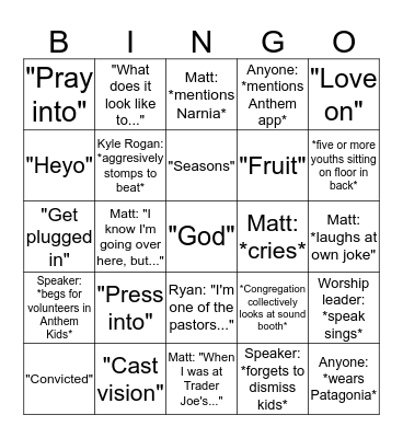 Anthem Thousand Oaks Bingo Card