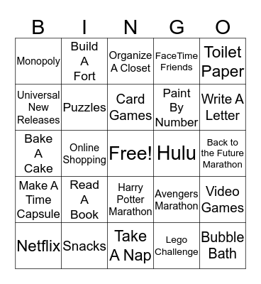 Stay Home Bingo Card