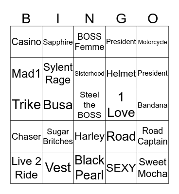 Steel Heels the B.O.S.S. Bingo Card
