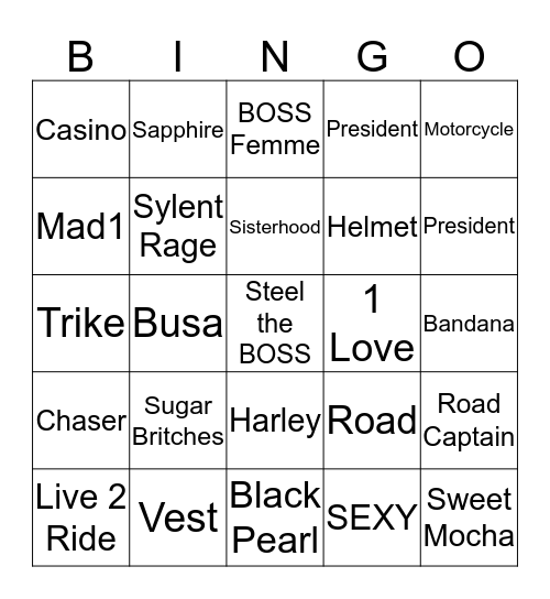 Steel Heels the B.O.S.S. Bingo Card
