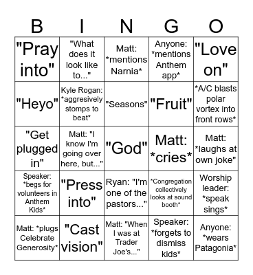 Anthem Thousand Oaks Bingo Card