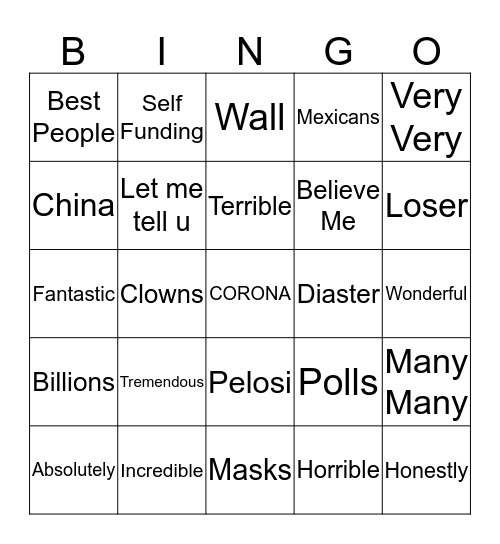 TRUMP BINGO Card