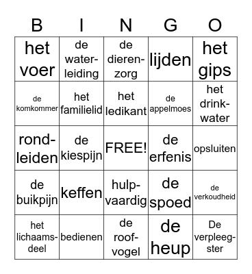 VERZORGEN (GROEP 5 THEMA 7) Bingo Card