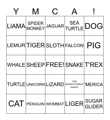 ANIMAL BINGO Card