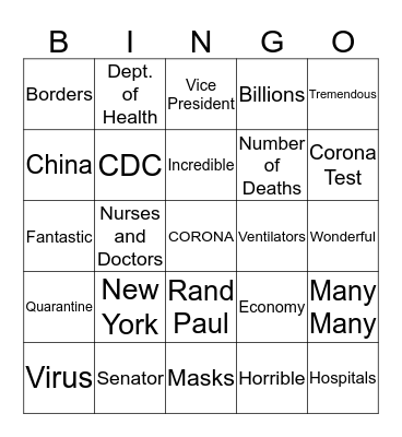 TRUMP BINGO Card