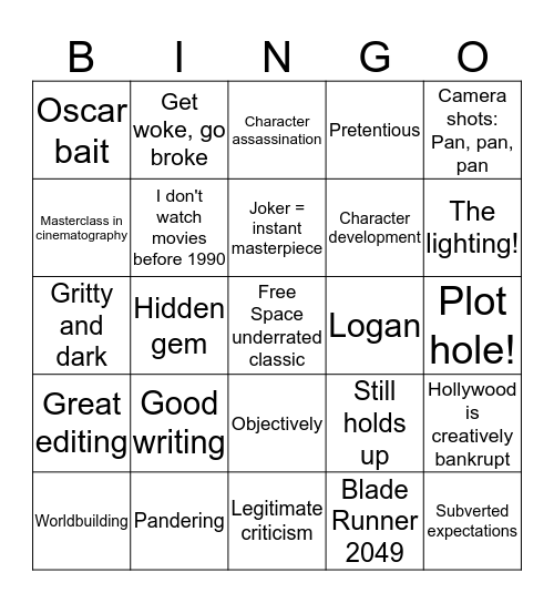 r/movies Bingo Card