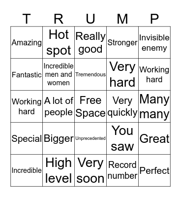 Trump Press Confrence Bingo Card