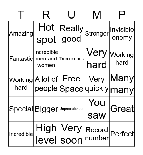 Trump Press Confrence Bingo Card