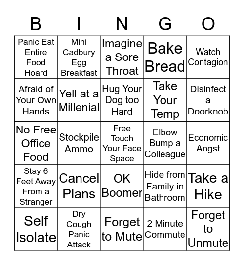 COVID-19 Bingo Card