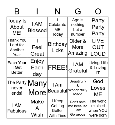 Another Year of Fabulous Bingo Card
