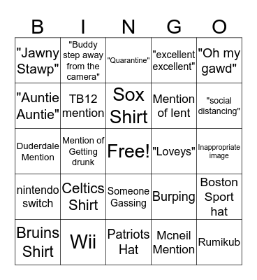 Zoom Bingo Card