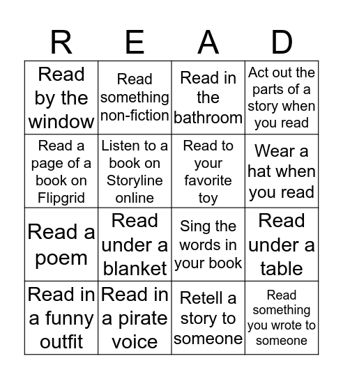 Reading Bingo 2 Bingo Card