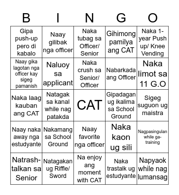 Trento NHS (Citizenship Advancement Training) Edition Bingo Card