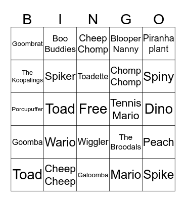 Mario Bingo Card