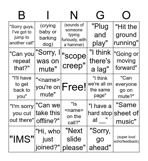 Telework BINGO! Bingo Card