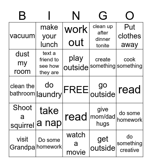 COVID 19 BINGO Card