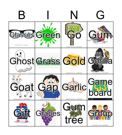 G sound bingo Card