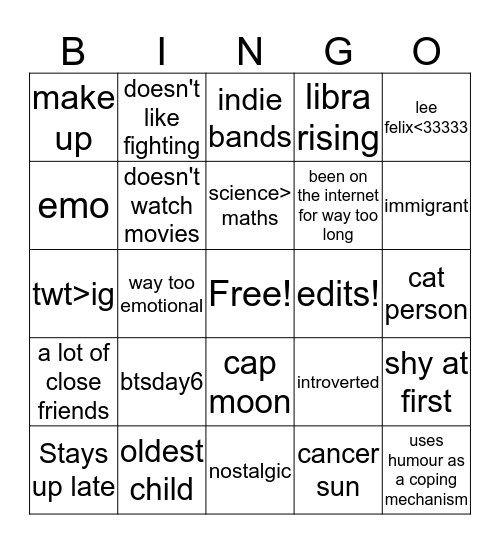 hania Bingo Card