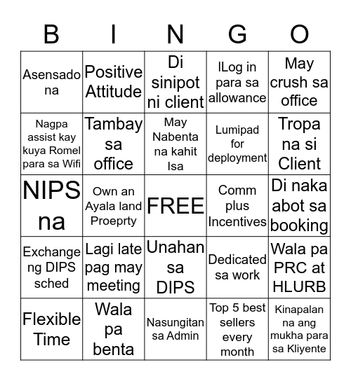 ＡＬI S I   S E L L E R S Bingo Card