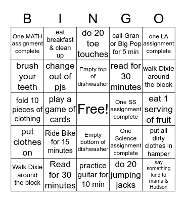 Untitled Bingo Card