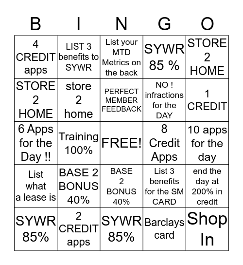 METRIC  BINGO  Bingo Card