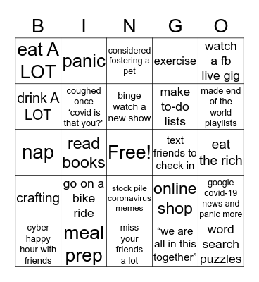 social distancing  Bingo Card