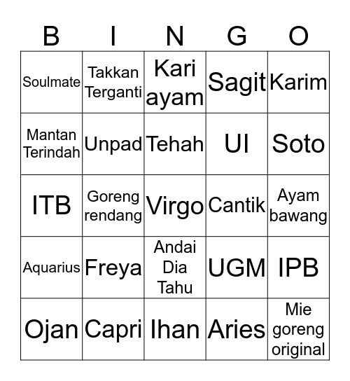 Latisha's Bingo Card