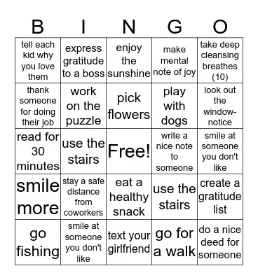 Spring Break Bingo Card