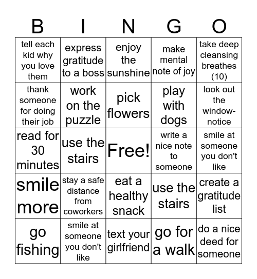 Spring Break Bingo Card