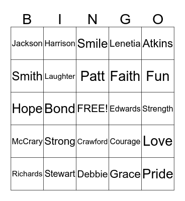 Atkins Family Reunion Bingo Card