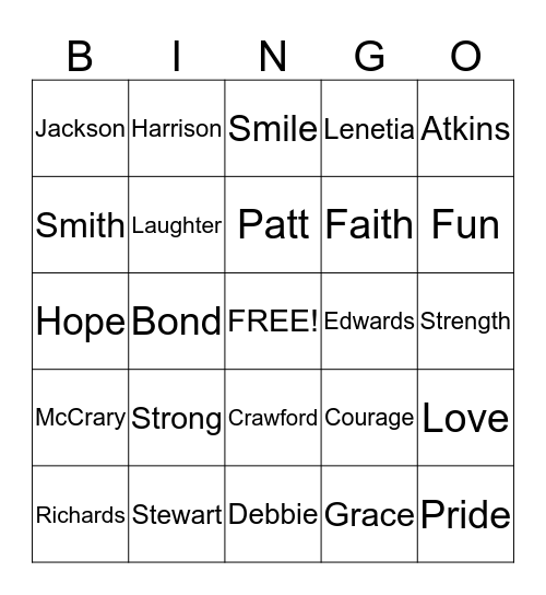 Atkins Family Reunion Bingo Card