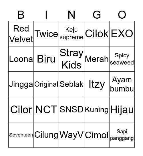 Papan Odre Bingo Card