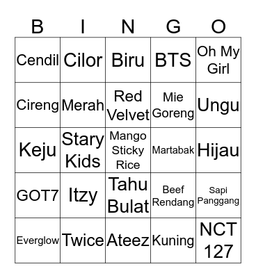 Nean Bingo Card