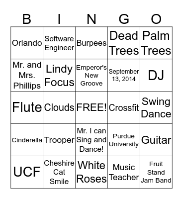 Heather and Rusty's Wedding Bingo Card