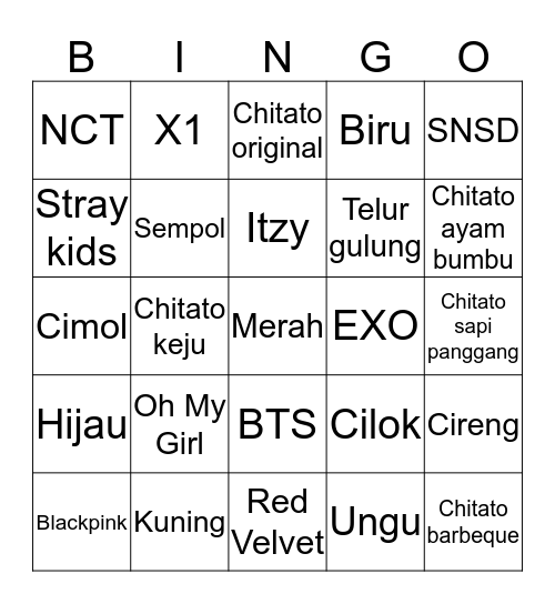 ♡ AYESHA ♡ Bingo Card