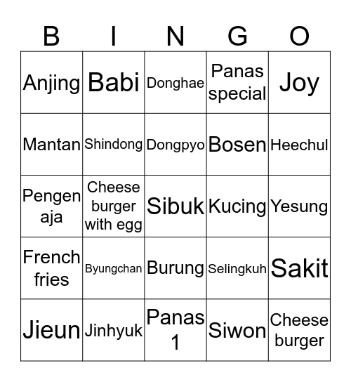 Joyi Bingo Card