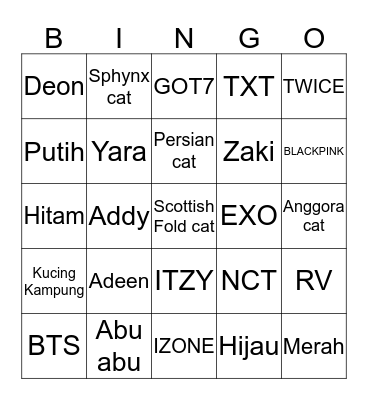 Adeen's Bingo Card