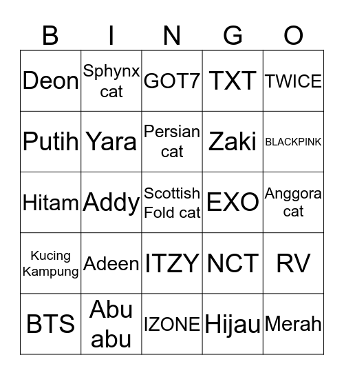 Adeen's Bingo Card