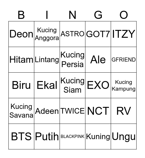 Deon Bingo Card